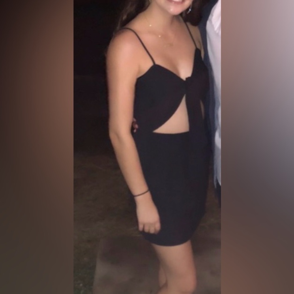 Black Tie Front Mini Dress
